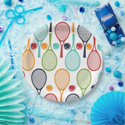 テニスパーティーがテニスの装飾を施す ペーパープレート (パーティー)