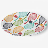 テニスパーティーがテニスの装飾を施す ペーパープレート (アングル)