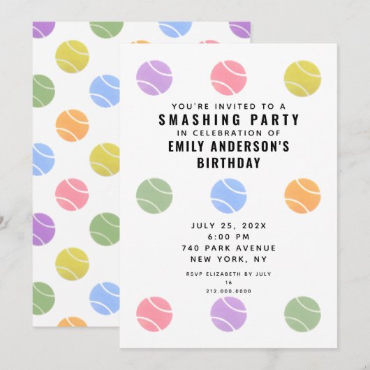 テニスパーティーの招待状 招待状 (正面/裏面)