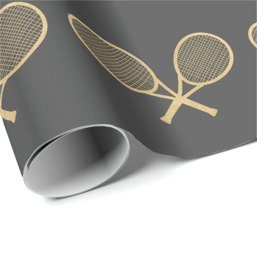 テニスパーティーシック金ゴールドとグレースポーツ ラッピングペーパー (ロールコーナー)