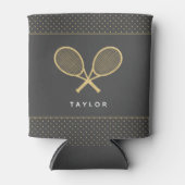 テニスパーティーシック金ゴールドアンドカスタムグレー 缶クーラー (正面)