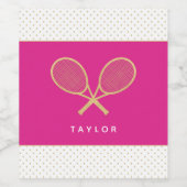 テニスパーティーシック金ゴールドアンドピンクカスタム ワインラベル (シングルラベル)