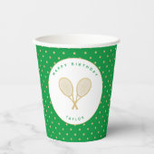 テニスパーティーパーソナライズされたスポーツグリーンと金ゴールド 紙コップ (正面)
