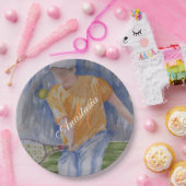 テニスパーティーモノグラム ペーパープレート (パーティー)