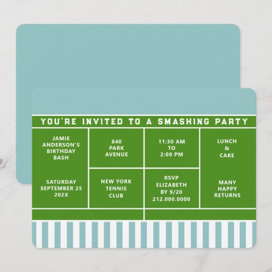 テニスパーティー招待状 招待状 (正面/裏面)