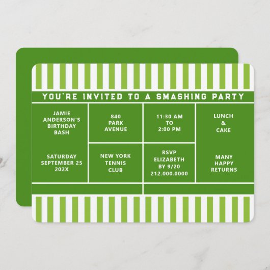 テニスパーティー招待状 招待状 (正面/裏面)