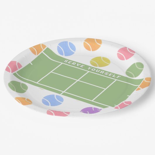 テニスパーティー紙プレート ペーパープレート (アングル)