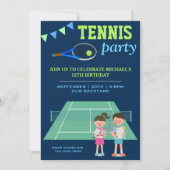テニスパーティー キッズ スポーツ 誕生日 招待状 (正面)