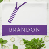 テニスパープルパーソナライズされた名またはモノグラム キッチンタオル (折り畳み)