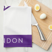 テニスパープルパーソナライズされた名またはモノグラム キッチンタオル (四つ折り)