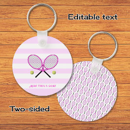 テニスピパーソナライズされたンクストライプの キーホルダー