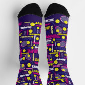 テニスピンク紫の白い黄色の名前パターン ソックス (上部)