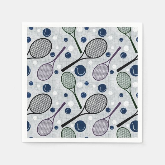 テニスファンのためのスポーツパターン。 スタンダードカクテルナプキン (正面)