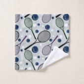 テニスファンのためのスポーツパターン。 バスタオルセット (ウォッシュタオル)