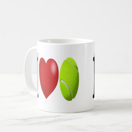 テニスファンハーフ文字 コーヒーマグカップ (正面左)