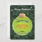 テニスファンパーソナライズされたオーナメントクリスマスカード サンキューカード (正面)