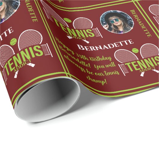 テニスフォトネーム年齢誕生日 ラッピングペーパー (ロールコーナー)