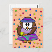 テニスフクロウの女の子 ポストカード (正面/裏面)