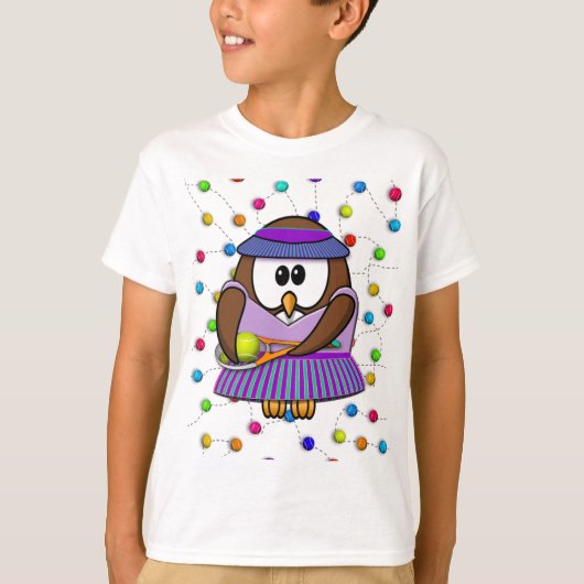 テニスフクロウの女の子 Tシャツ (正面)