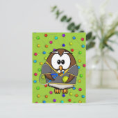テニスフクロウの男の子 ポストカード (スタンド正面)