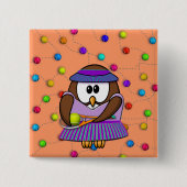 テニスフクロウ 缶バッジ (正面)