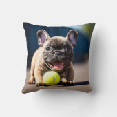 🐶テニスフランスのボールでブルドッグパピー クッション (裏面)
