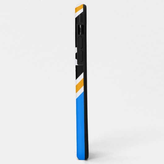 テニスブルーはっきりしたイエロー白黒レーシングストライプ Case-Mate iPhoneケース (裏面/左)