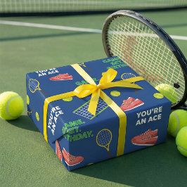 テニスブルーコートゲームセット誕生日 ラッピングペーパー