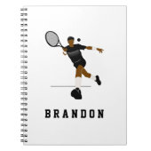 テニスプレイヤーのイラスト＆カスタム男子子供名前 ノートブック (正面)