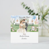 テニスプレイヤーの結婚式のお知らせ セーブザデート (スタンド正面)