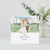 テニスプレイヤーの結婚式のお知らせ セーブザデート (スタンド正面)