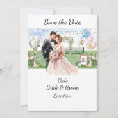 テニスプレイヤーの結婚式のお知らせ 招待状 (正面)