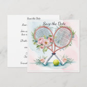テニスプレイヤーの結婚式 水彩画のSave the Date セーブザデート (正面/裏面)