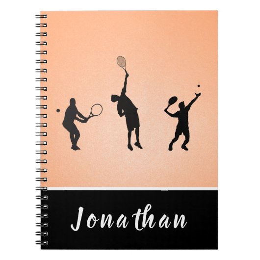 テニスプレーダーシルエットスポーツスタイル運動競技 ノートブック (正面)