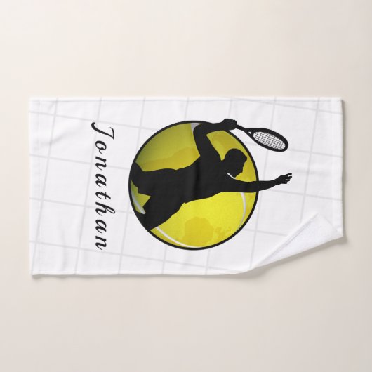 テニスプレーダーシルエット給仕ネームボール追加 ハンドタオル (ハンドタオル)