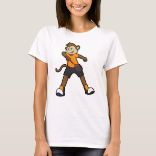 テニスプレーヤーとしてテニスラケットを持つ猿 Tシャツ