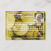 テニスプレーヤーのトレーディングカード – 明るい黄色 コーリングカード (裏面)