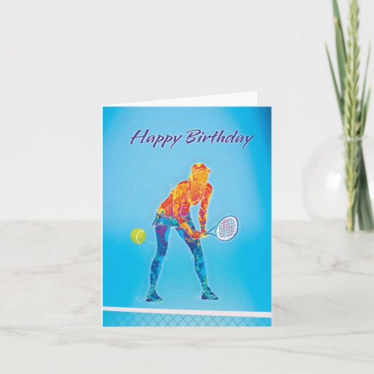 テニスプレーヤーの誕生日カード カード (正面)