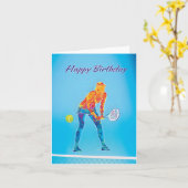 テニスプレーヤーの誕生日カード カード (黄色い花)