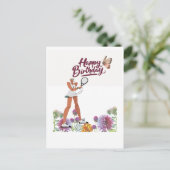 テニスプレーヤーの誕生日カード（女性用） ポストカード (スタンド正面)