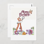 テニスプレーヤーの誕生日カード（女性用） ポストカード (正面/裏面)