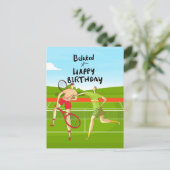 テニスプレーヤーの遅れた誕生日おめでとう ポストカード (スタンド正面)