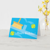 テニスプレーヤーへの誕生日カード カード (黄色い花)