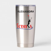 テニスプレーヤーガールテニスガール誕生日 保温保冷タンブラー (背面)