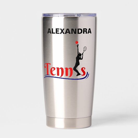 テニスプレーヤーガールテニスガール誕生日 保温保冷タンブラー (正面)