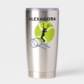テニスプレーヤーガールテニスガール誕生日 保温保冷タンブラー (背面)