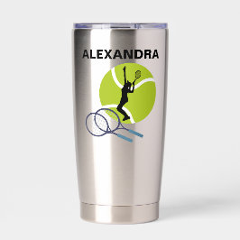 テニスプレーヤーガールテニスガール誕生日 保温保冷タンブラー
