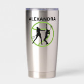 テニスプレーヤーガールテニスガール誕生日 保温保冷タンブラー (背面)