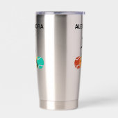 テニスプレーヤーガールテニスガール誕生日 保温保冷タンブラー (左面)