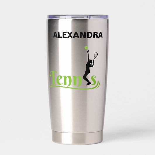 テニスプレーヤーガールテニスガール誕生日 保温保冷タンブラー (正面)